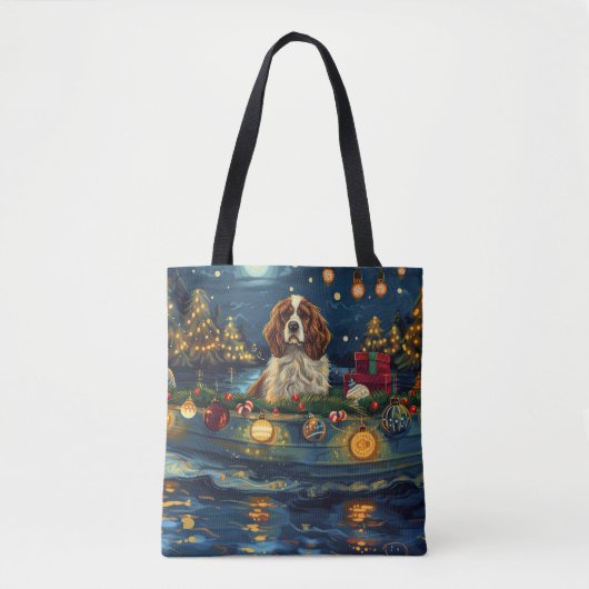 Cavalier King Charles Kerstmis Festive Reis Tote Bag (Voorkant)