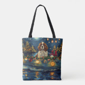 Cavalier King Charles Kerstmis Festive Reis Tote Bag (Achterkant)