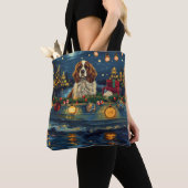 Cavalier King Charles Kerstmis Festive Reis Tote Bag (Dichtbij)