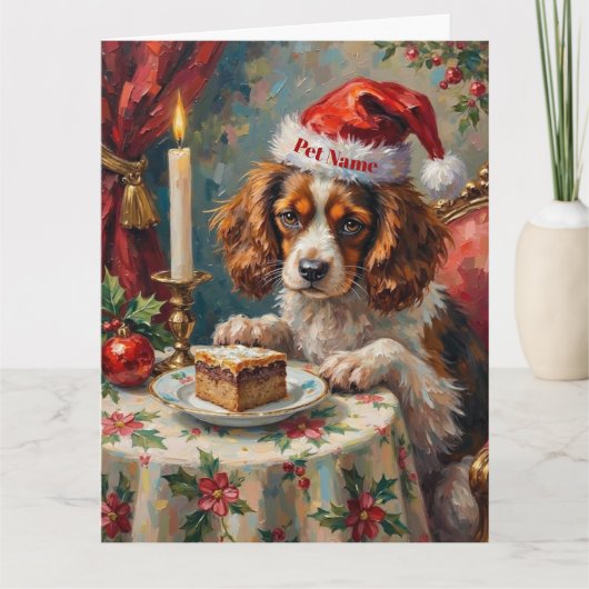 Cavalier King Charles Kerstpudding Theepartij Kaart (Voorkant)