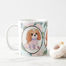 Cavalier King Charles klassieke bloemen achtergron