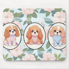 Cavalier King Charles klassieke bloemen achtergron Muismat