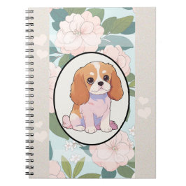 Cavalier King Charles klassieke bloemen achtergron Notitieboek
