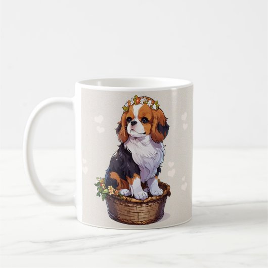Cavalier King Charles mand met bloemkroon Koffiemok (Links)