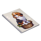 Cavalier King Charles mand met bloemkroon Notitieboek (Rechterzijde)