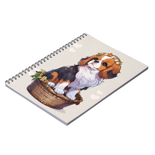 Cavalier King Charles mand met bloemkroon Notitieboek (Linkerzijde)