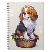 Cavalier King Charles mand met bloemkroon Notitieboek (Voorkant)