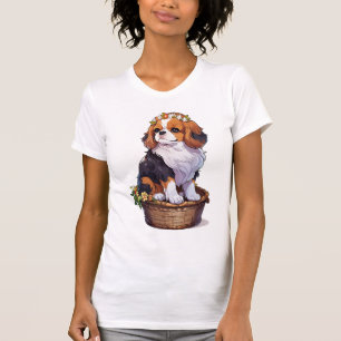 Cavalier King Charles mand met bloemkroon T-shirt