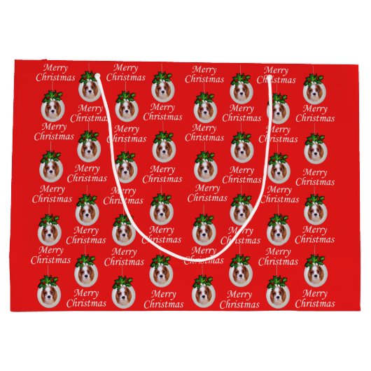 Cavalier King Charles Merry kerstcadeau Groot Cadeauzakje (Achterkant)