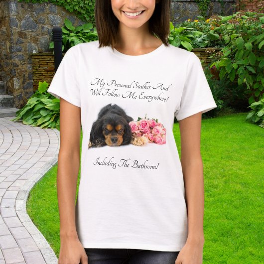 Cavalier King Charles Met Rozen Persoonlijke Stalk T-shirt