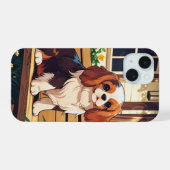 Cavalier King Charles op een bankje iPhone 15 Case (Achterkant horizontaal)