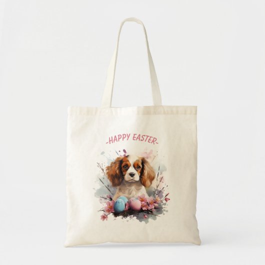 Cavalier King Charles Paaseieren en -bloemen - Tote Bag (Voorkant)