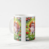 Cavalier King Charles Pastel bloemen veld Koffiemok (Voorkant links)