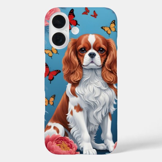Cavalier King Charles Pastel Bloemen & Vlinders Case-Mate iPhone Case (Achterkant)