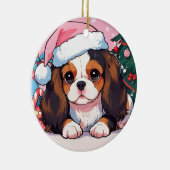 Cavalier King Charles pastel Christmas pet Keramisch Ornament (Rechts)