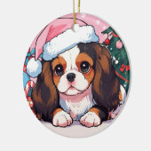Cavalier King Charles pastel Christmas pet Keramisch Ornament (Links)
