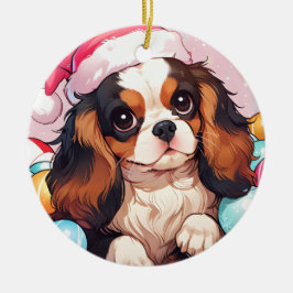 Cavalier King Charles pastel Christmas pet Keramisch Ornament
