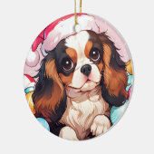 Cavalier King Charles pastel Christmas pet Keramisch Ornament (Links)