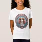 Cavalier King Charles Pastel Eenhoorn Glas in lood T-shirt (Voorkant)