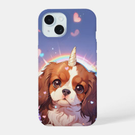 Cavalier King Charles Pastel Eenhoorn Regenbooghem iPhone 15 Case