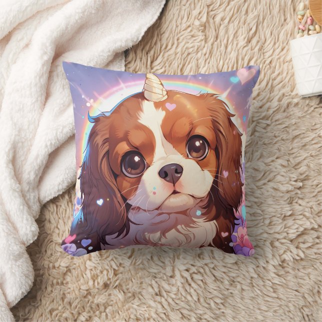 Cavalier King Charles Pastel Eenhoorn Regenbooghem Kussen (Deken)
