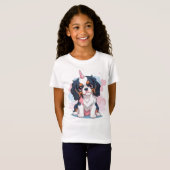 Cavalier King Charles Pastel Eenhoorn T-shirt (Voorkant volledig)