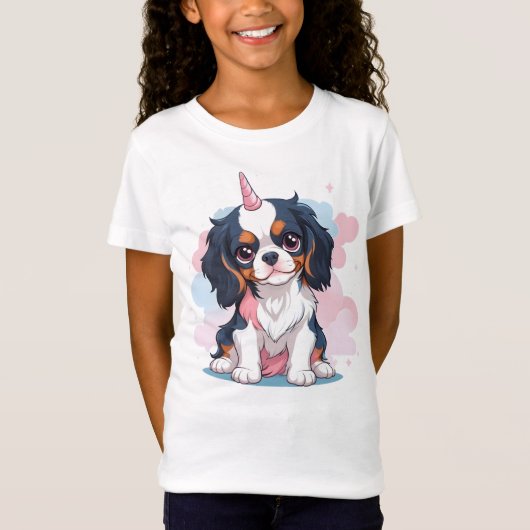 Cavalier King Charles Pastel Eenhoorn T-shirt (Voorkant)