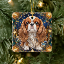 Cavalier King Charles Pastel Gold Glas in lood Keramisch Ornament