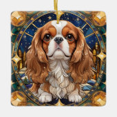 Cavalier King Charles Pastel Gold Glas in lood Keramisch Ornament (Voorkant)
