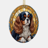 Cavalier King Charles Pastel Golden Glas in lood Keramisch Ornament (Rechts)