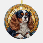 Cavalier King Charles Pastel Golden Glas in lood Keramisch Ornament (Voorkant)