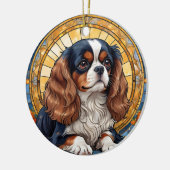 Cavalier King Charles Pastel Golden Glas in lood Keramisch Ornament (Links)