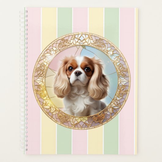 Cavalier King Charles Pastel Golden Glas in lood Planner (Voorkant)