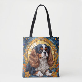 Cavalier King Charles Pastel Golden Glas in lood Tote Bag