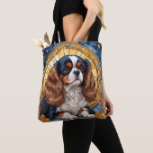 Cavalier King Charles Pastel Golden Glas in lood Tote Bag (Dichtbij)