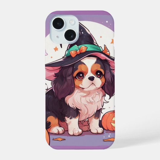 Cavalier King Charles pastel heks pet Halloween iPhone 15 Case (Achterkant)