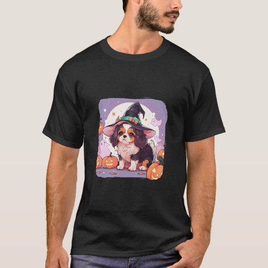 Cavalier King Charles pastel heks pet Halloween T-shirt (Voorkant)
