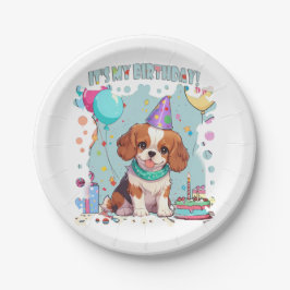 Cavalier King Charles Pastel Het is mijn verjaarda Papieren Bordje