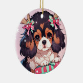 Cavalier King Charles Pastel kerstcadeaus Keramisch Ornament (Rechts)