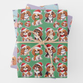 Cavalier King Charles Pastel kerstpatroon Inpakpapier Vel (In situ)