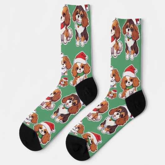 Cavalier King Charles Pastel kerstpatroon Sokken (Links)