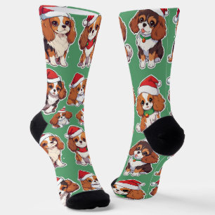 Cavalier King Charles Pastel kerstpatroon Sokken