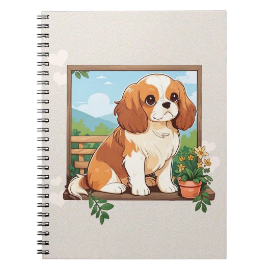 Cavalier King Charles Pastel met bloemen Notitieboek (Voorkant)