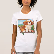 Cavalier King Charles Pastel met bloemen