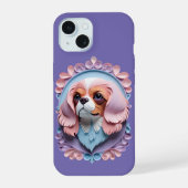 Cavalier King Charles Pastel Papier Snijkunst iPhone 15 Case (Achterkant)