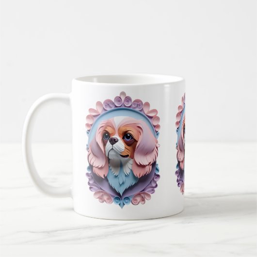 Cavalier King Charles Pastel Papier Snijkunst Koffiemok (Links)