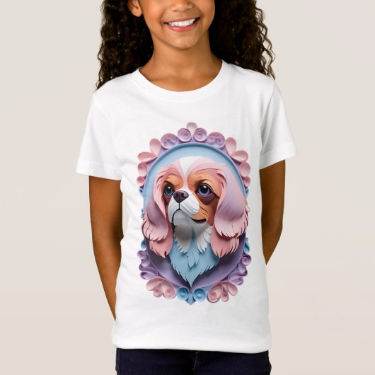 Cavalier King Charles Pastel Papier Snijkunst T-shirt (Voorkant)