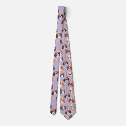 Cavalier King Charles Pastel Pattern Stropdas (Achterkant)