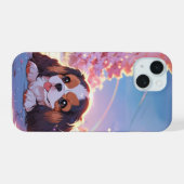 Cavalier King Charles Pastel Sakura Rainbow sky iPhone 15 Case (Achterkant horizontaal)