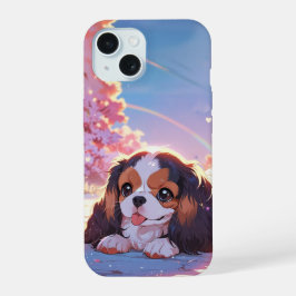 Cavalier King Charles Pastel Sakura Rainbow sky iPhone 15 Case